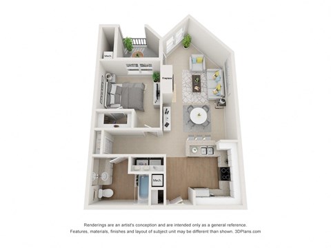 Floor plan for 1 bed, 1 bath, 793 sqft